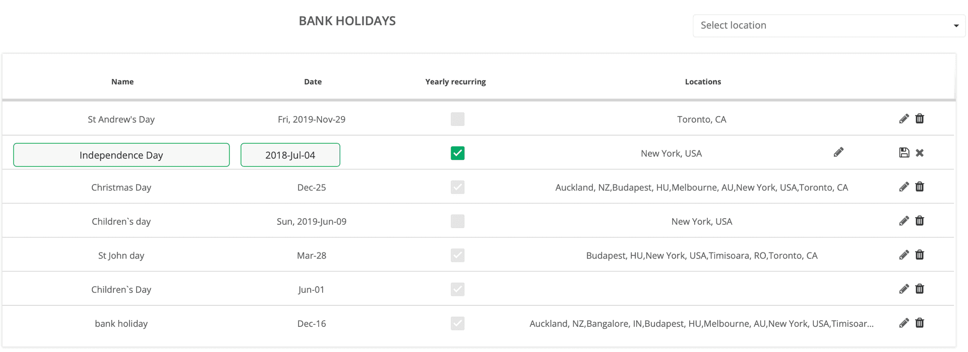 Check the yearly recurring box for eack bank holiday.